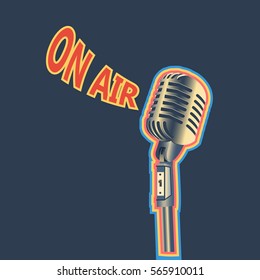 Retro Microphone On Air Background Poster
