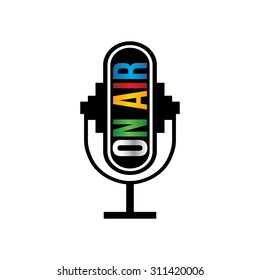 Retro microphone on air logo