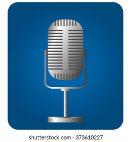 retro  microphone on a blue background