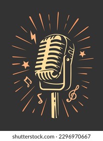 retro Microphone on dark background