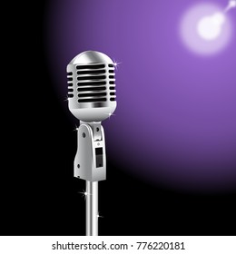 Retro Microphone on a purple Spotlight background