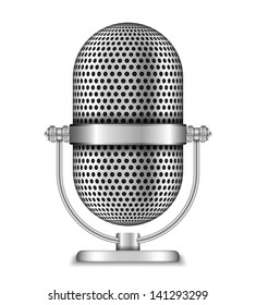 Retro microphone on white background, vector eps10 illustration