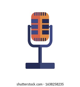 Retro microphone on white background. Vector illustration in trendy flat style. EPS 10.