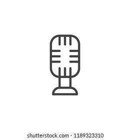 Retro microphone outline icon. linear style sign for mobile concept and web design. Old mic simple line vector icon. Symbol, logo illustration. Pixel perfect vector graphics