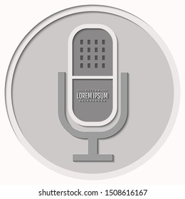  Retro microphone. paper cut style.Art design layout template for infographic, business presentations, flyers, posters.
