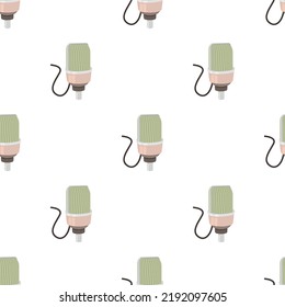 Retro microphone pattern seamless background texture repeat wallpaper geometric vector