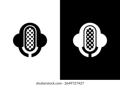 Retro Microphone Podcast Icon Illustration