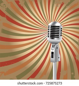 Retro Microphone rays background 