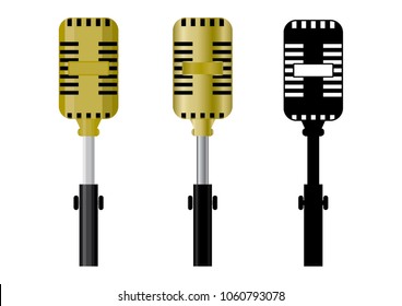 retro microphone set on white  background. vector illustration/eps10