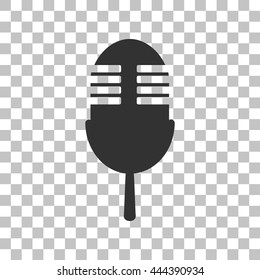 Retro microphone sign. Dark gray icon on transparent background.