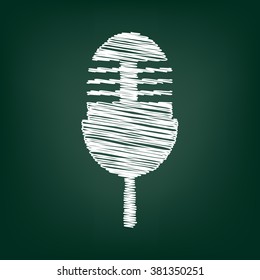 Retro microphone sign. Flat style icon with chalk effect
