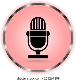 Retro microphone sign icon, vector illustration. Flat design style