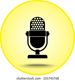Retro microphone sign icon, vector illustration. Flat design style
