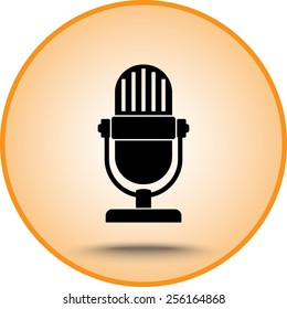 Retro microphone sign icon, vector illustration. Flat design style