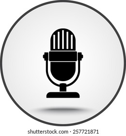 Retro microphone sign icon, vector illustration. Flat design style