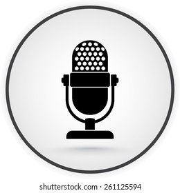 Retro microphone sign icon, vector illustration. Flat design style