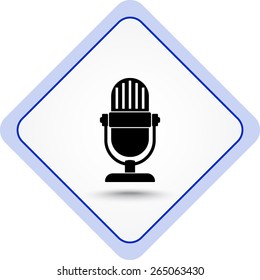Retro microphone sign icon, vector illustration. Flat design style