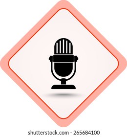 Retro microphone sign icon, vector illustration. Flat design style