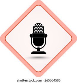 Retro microphone sign icon, vector illustration. Flat design style