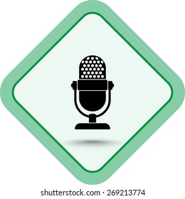 Retro microphone sign icon, vector illustration. Flat design style