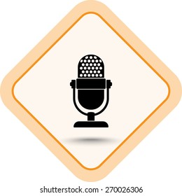 Retro microphone sign icon, vector illustration. Flat design style