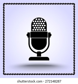 Retro microphone sign icon, vector illustration. Flat design style