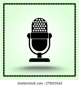 Retro microphone sign icon, vector illustration. Flat design style