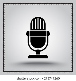 Retro microphone sign icon, vector illustration. Flat design style