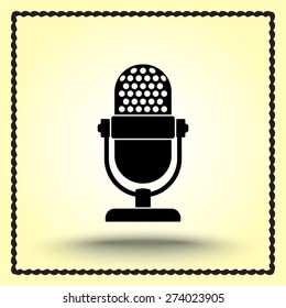 Retro microphone sign icon, vector illustration. Flat design style