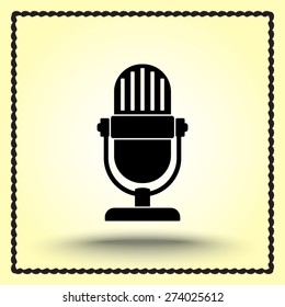 Retro microphone sign icon, vector illustration. Flat design style
