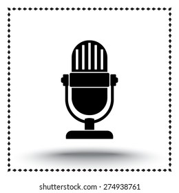 Retro microphone sign icon, vector illustration. Flat design style