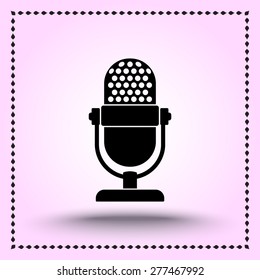 Retro microphone sign icon, vector illustration. Flat design style