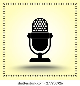 Retro microphone sign icon, vector illustration. Flat design style