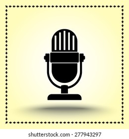Retro microphone sign icon, vector illustration. Flat design style