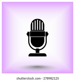 Retro microphone sign icon, vector illustration. Flat design style