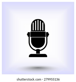 Retro microphone sign icon, vector illustration. Flat design style