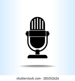 Retro microphone sign icon, vector illustration. Flat design style