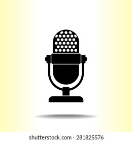 Retro microphone sign icon, vector illustration. Flat design style