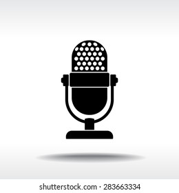 Retro microphone sign icon, vector illustration. Flat design style