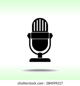Retro microphone sign icon, vector illustration. Flat design style