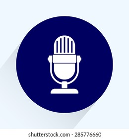 Retro microphone sign icon, vector illustration. Flat design style