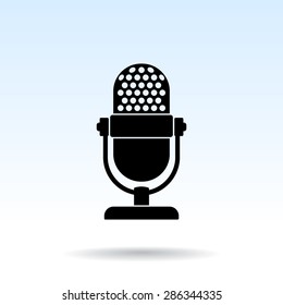 Retro microphone sign icon, vector illustration. Flat design style