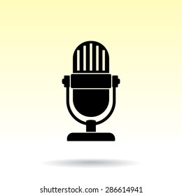 Retro microphone sign icon, vector illustration. Flat design style