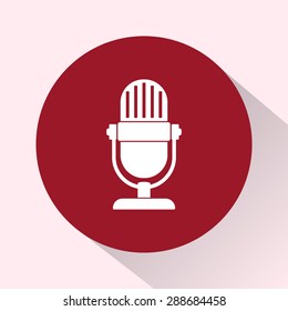Retro microphone sign icon, vector illustration. Flat design style