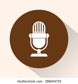 Retro microphone sign icon, vector illustration. Flat design style
