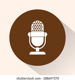 Retro microphone sign icon, vector illustration. Flat design style