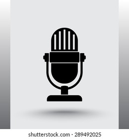 Retro microphone sign icon, vector illustration. Flat design style