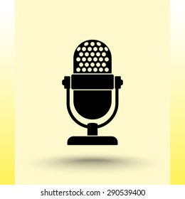 Retro microphone sign icon, vector illustration. Flat design style