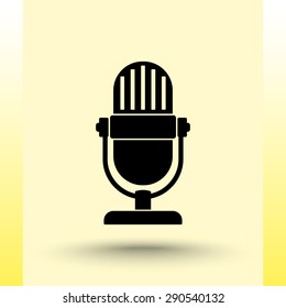 Retro microphone sign icon, vector illustration. Flat design style