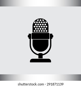 Retro microphone sign icon, vector illustration. Flat design style